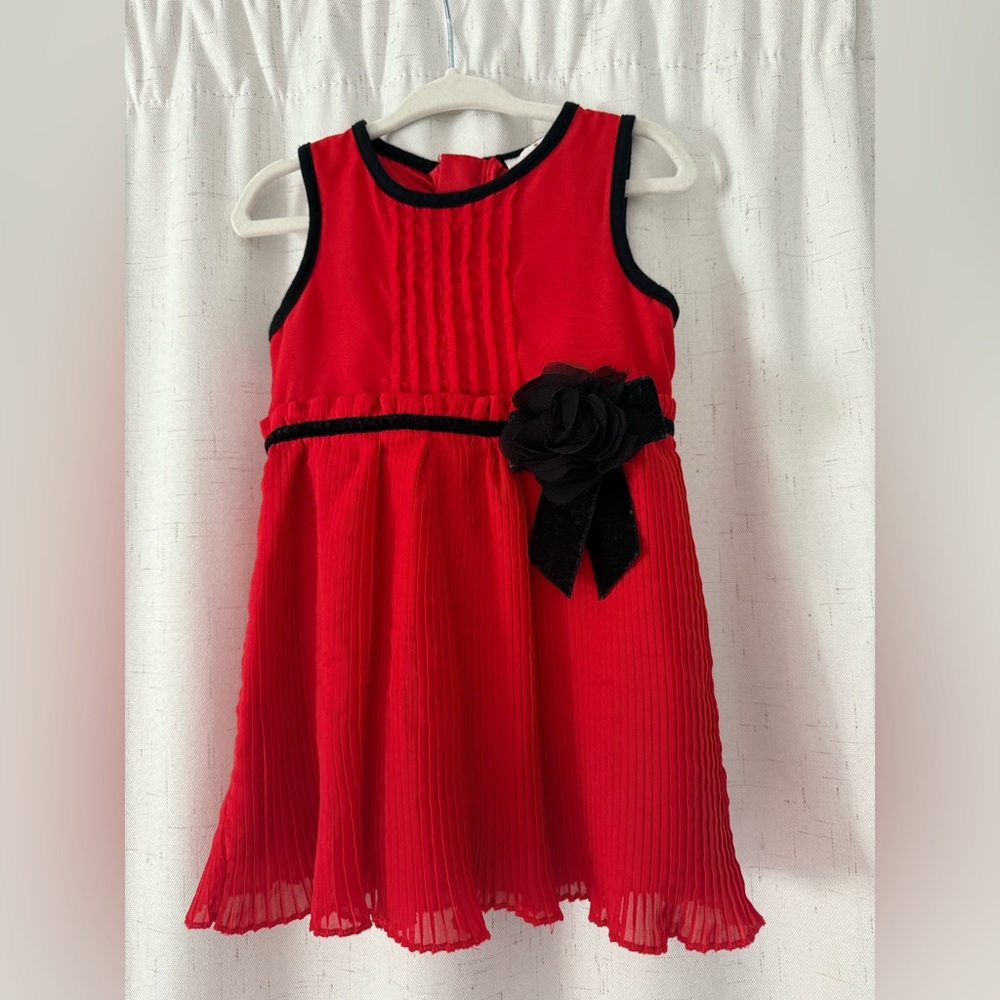 Kate Spade Red Dress with Black Floral Accent Toddler Girl 24M